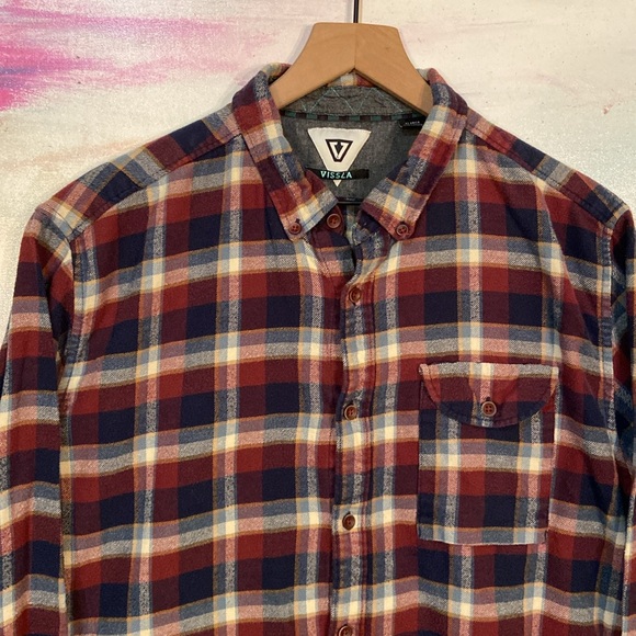 🔥EC🔥VISSLA 100% Cotton Plaid Button Down Collar Flannel Shirt. - Picture 2 of 9